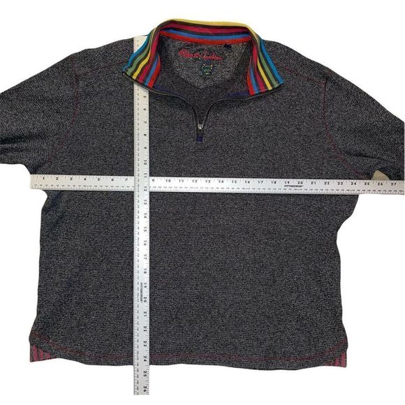 Robert Graham Men's Gray Pullover 1/4 Zip Sweater Size L 100% Cotton Pre-owned - Picture 5 of 8